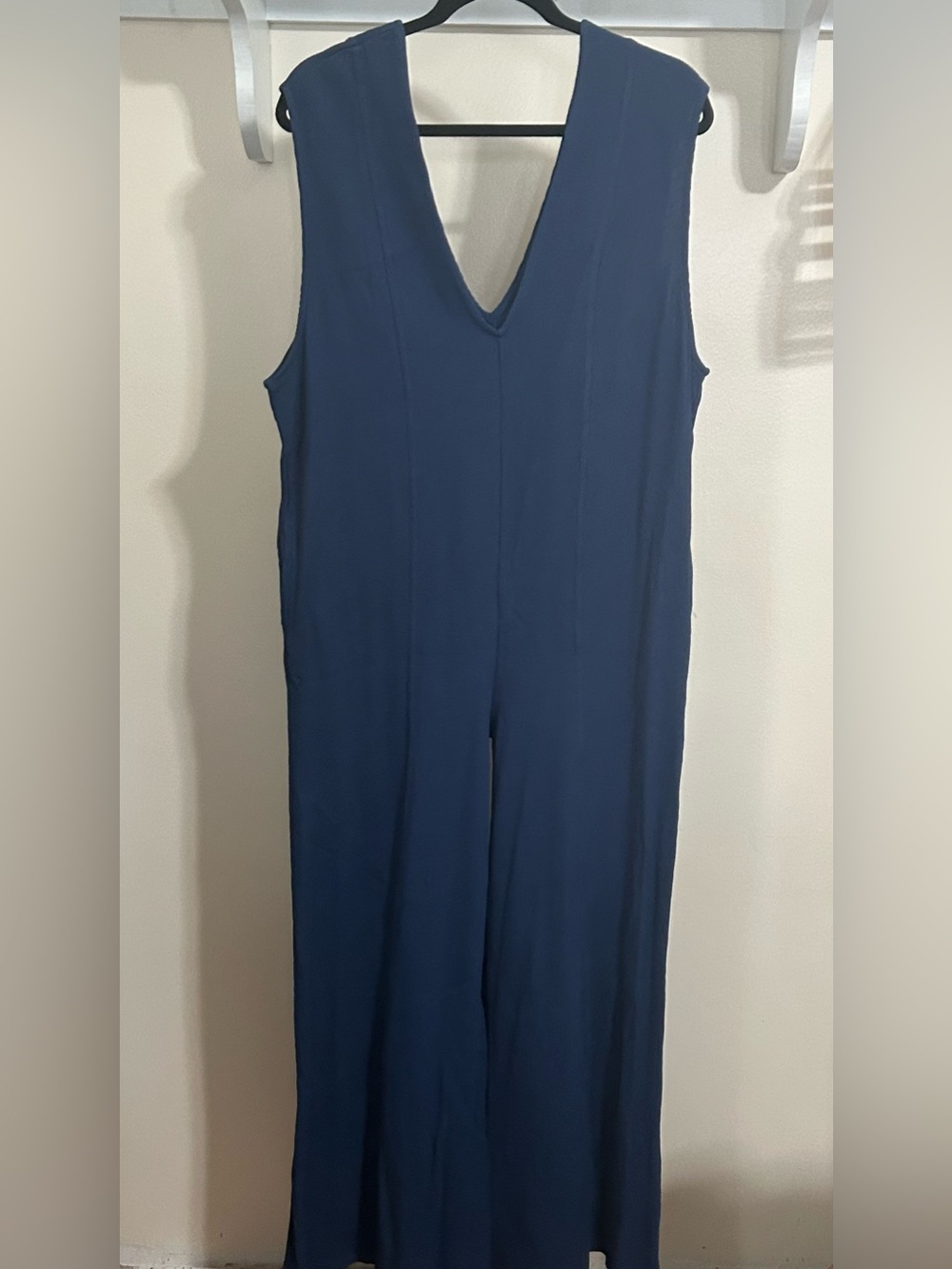 NEW Free People Deep Blue V-Neck Wide-Leg Jumpsuit